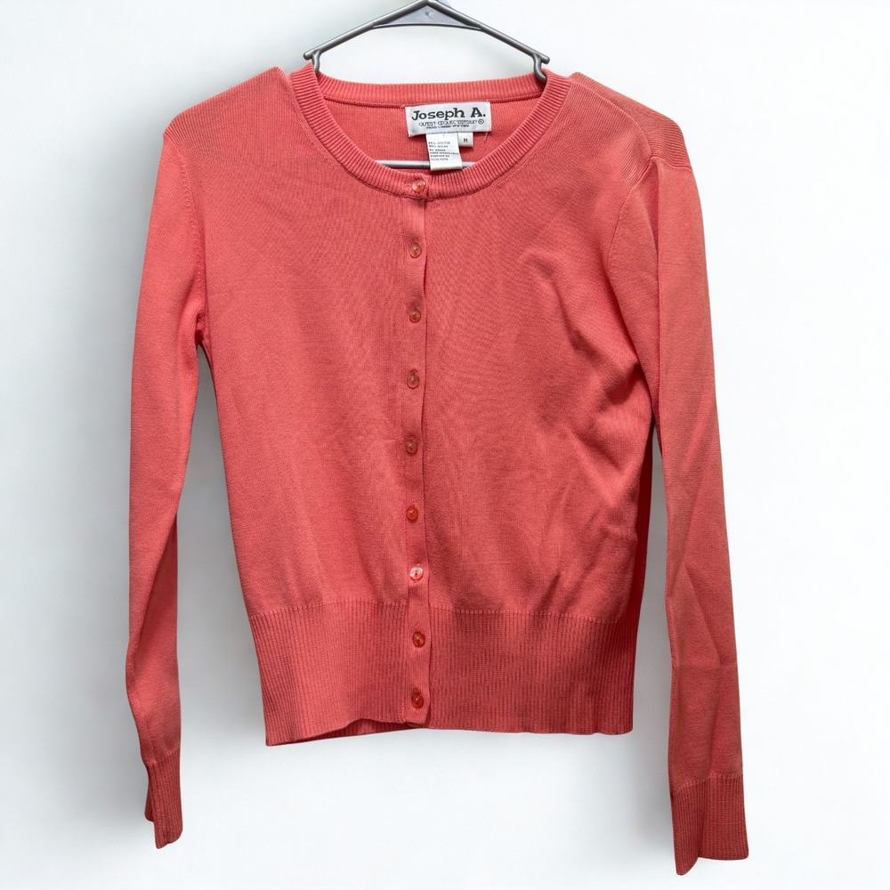 Joseph A. Coral Crew Neck‎ Button Up Cardigan Sweater Women's Size Medium